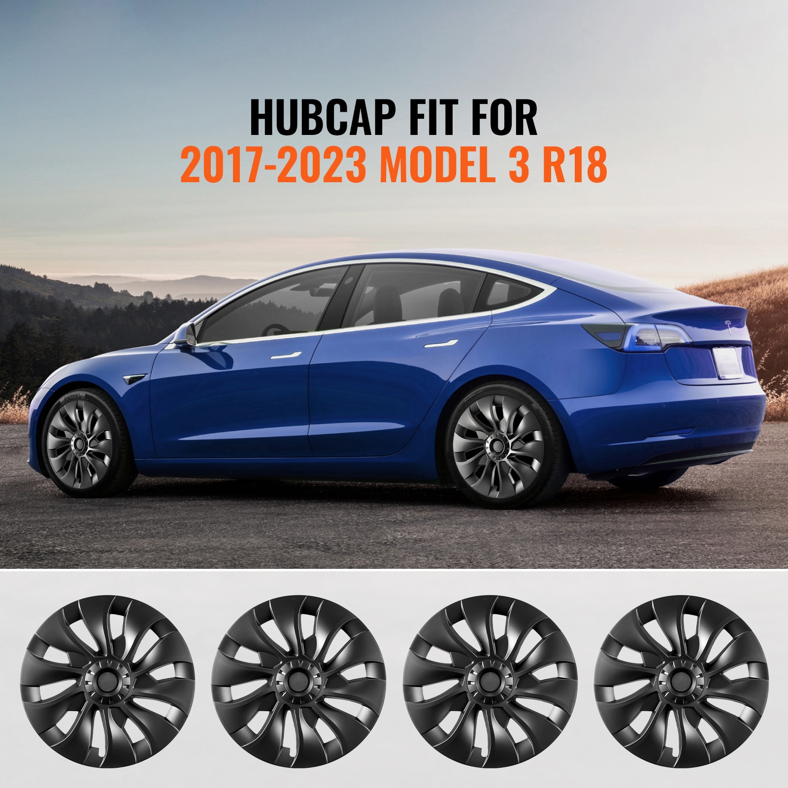 Wheel Rim Covers For Tesla Model 3 Hubcaps With Valve Hole Set_voghion.com